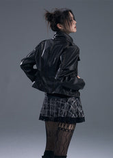 Distressed Slim Moto Leather Jacket